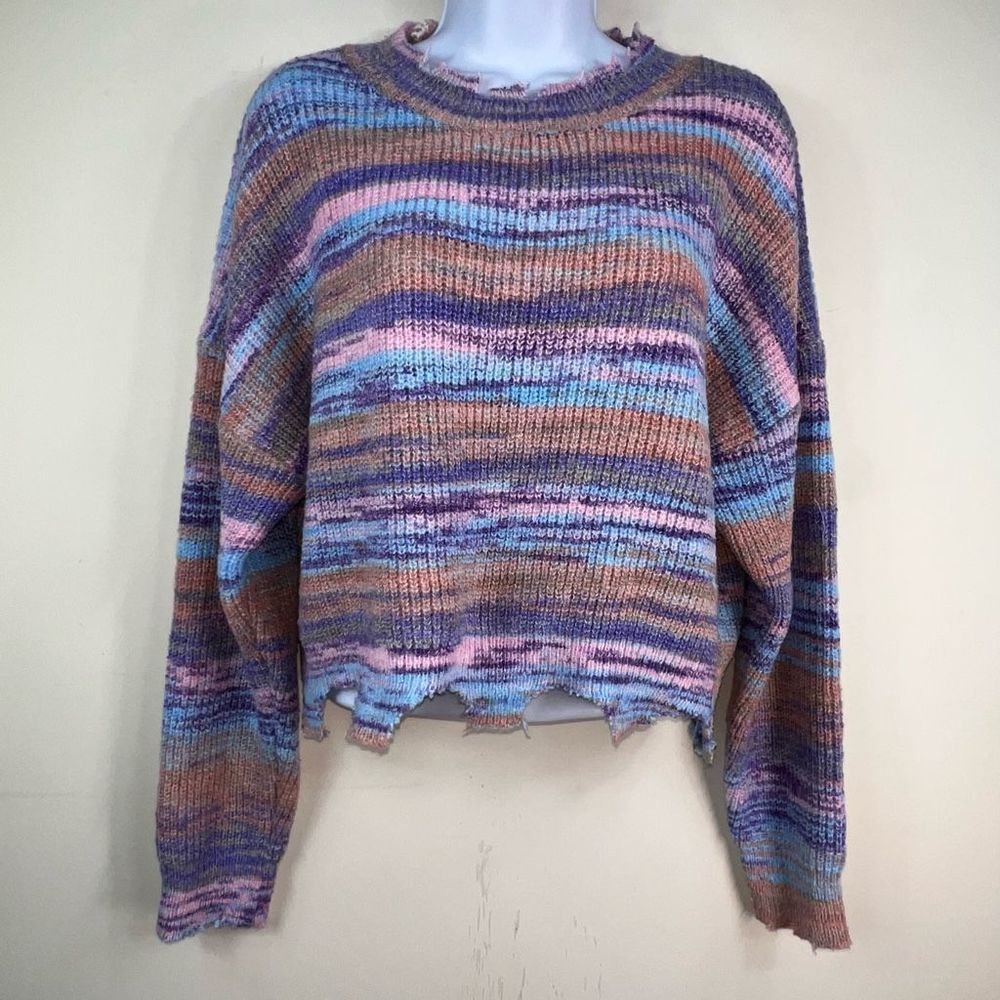 Le Lis Distressed Hem Chenille Sweater